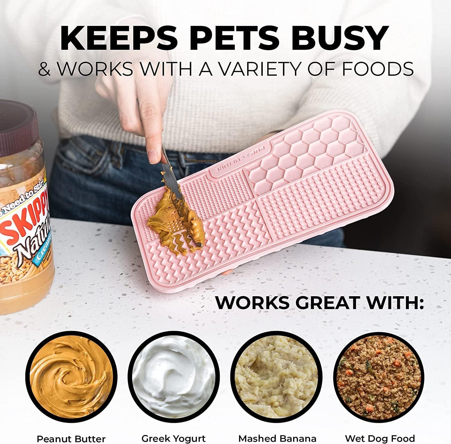 Pup Culture Dog Lick Mat for Dogs, Feeding Pad for Anxious Pets Plus 4 Different Puzzles for Mental Stimulation for Dogs - Supports Mental, Dental, and Digestive Health, Bite Resistant and Heavy Duty