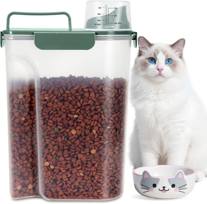 TBMax Dog Food Storage Container 5-7 lbs, Airtight Cat Food Container with Larger Spout & Measuring Cup, Portable Pet Food Storage Dispenser for Small Animal Kibble Storage, Bird Seed Container