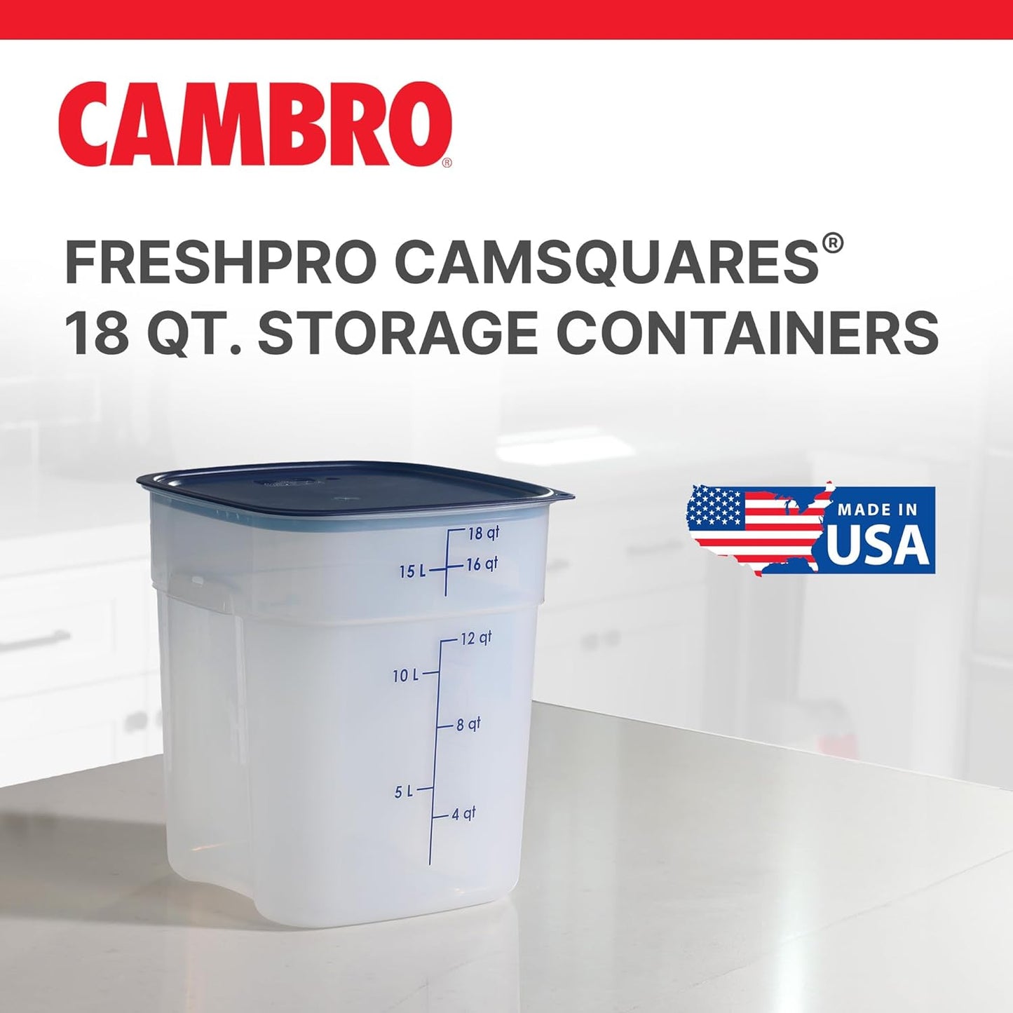 Cambro FreshPro 12 Quart (QT) Food Storage Container with Lid (Restaurant Grade) - for Food Prep, Commercial Kitchen, Pet and Dog Food Container (Translucent)