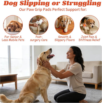 Dog Paw Protectors, Anti Slip Paw Pads for Dogs - Traction Grips for Senior Dogs & Puppies on Hardwood Floors, Paw Stickers for Dog Feet with Secure Grip 6 Sets (24 Pcs) M