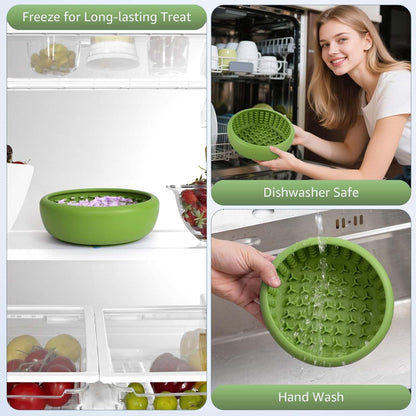 Dog Lick Bowl, ZOURYNUA Non-Slip Slow Feeder Dog Bowls, Enrichment Licking Mat for Distraction, Anxiety Relief Treat Dispenser Freezer, BPA Free Silicone & Dishwasher Safe (Pink, Small)