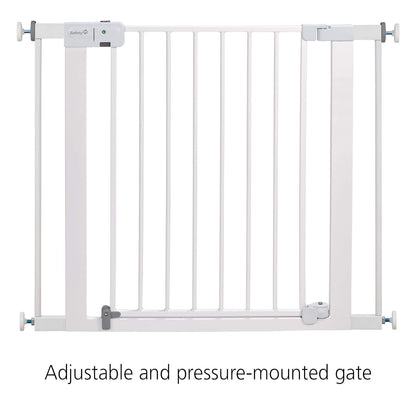 Safety 1st Easy Install Baby Gate for Doorways, Auto-Close Pressure-Mounted Magnetic Latch, Indoor Dog Gates, No Drilling, Fits 29"-38", Grey