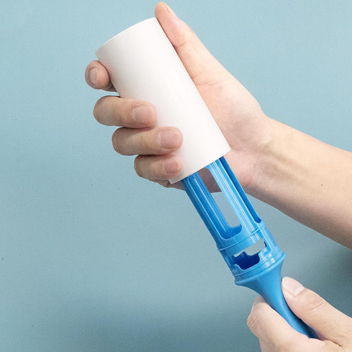 Flat Sticky Lint Roller for Couch Desk Chair Dog/Cat Bed Balliard Table Lint Roller for Pet Hair Lint Remover T Shape Handle with 4 Refill Rolls (Navy Black)