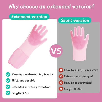 Dog Washing Gloves- Long Sleeved Pet Grooming Gloves - Heat Resistant Silicone Gloves with High-Density Teeth - Efficient Deshedding Glove for Dogs, Cats, Rabbits and Horses
