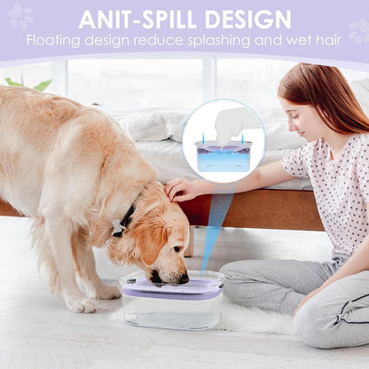 AONKEY 3L Dog Water Bowl No Spill, 101oz Large Spill Proof Dog Bowl Reduce Refill, Anti Splash No Mess Dispenser Dripless Slow Drinking Water Bowl for Sloppy Messy Drinkers (Gray)