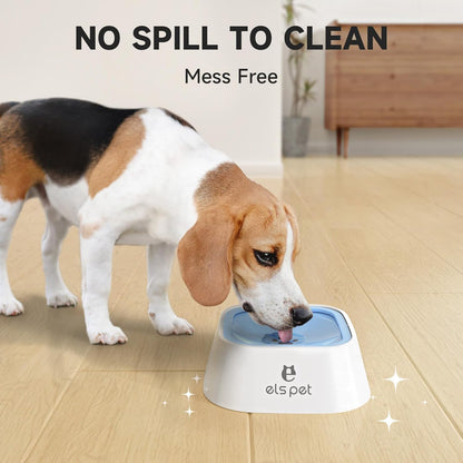 ELS PET Travel Bowl, No Spill, No Drip Slow Water Feeder/Dispenser for Dogs, Cats, 35oz/1L, Splash Proof Travel Bowl for Crate and Car, Keeps Floor & Beard Dry, Dishwasher Safe (Grey)