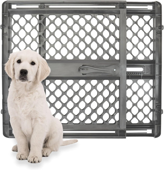 MYPET Essential Petgate: 26-42" Wide Expandable, Pressure Mounted No Tools Needed, Durable Dog Gate for Doorways, Made in USA, 26" Tall, Fieldstone Gray
