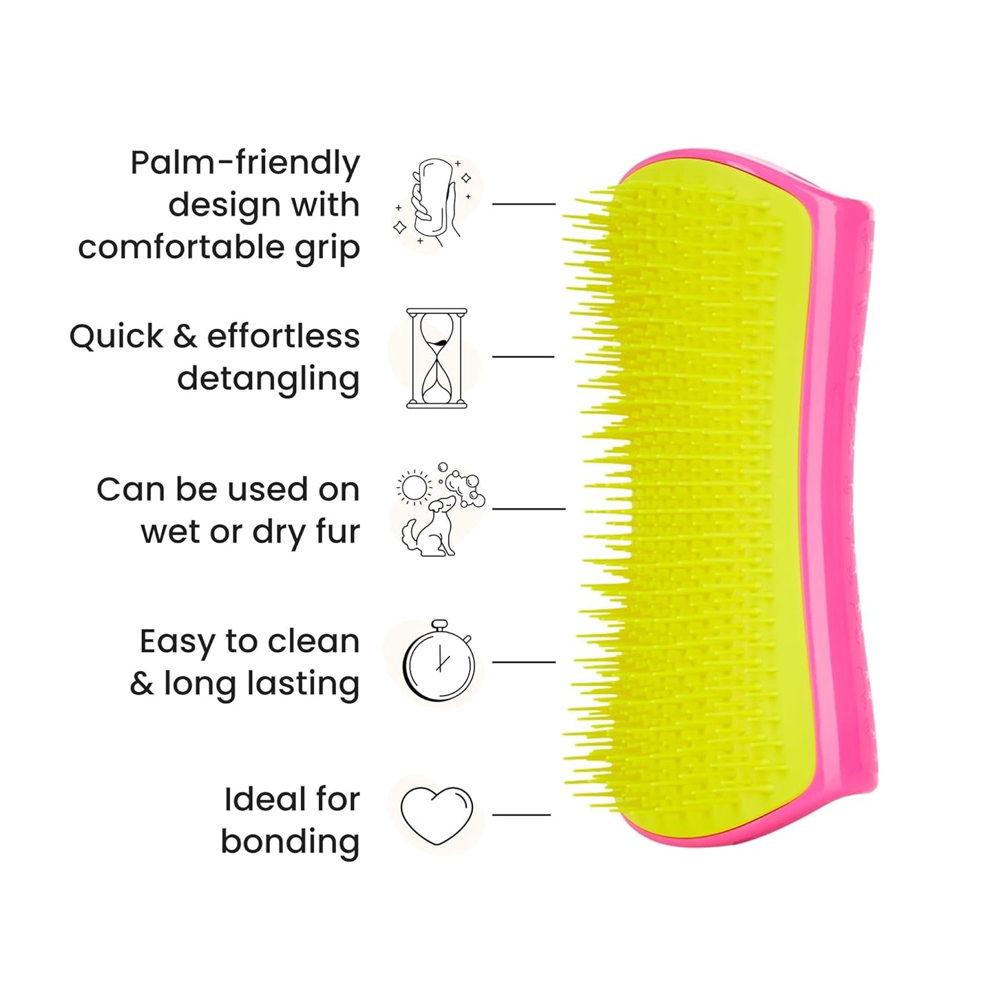 Pet Teezer Detangling Dog Grooming Brush, Dog Bath Brush for Long Haired Breeds and Wet or Dry Fur, Large, Navy & Orange
