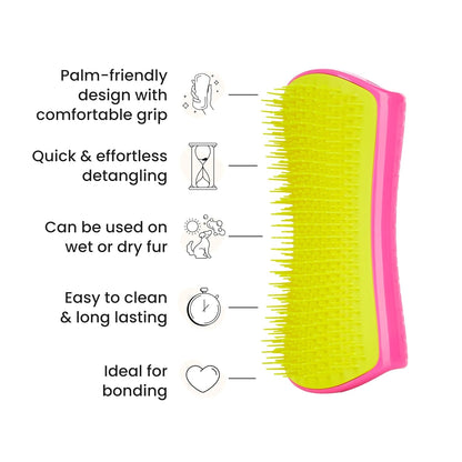 Pet Teezer Detangling Dog Grooming Brush, Dog Bath Brush for Long Haired Breeds and Wet or Dry Fur, Large, Navy & Orange