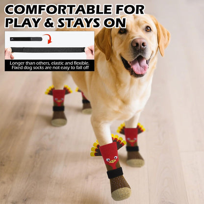 EXPAWLORER Anti Slip Dog Socks to Prevent Licking Paws, Dog Shoes for Hot Pavement, Dog Booties for Small Medium Large Senior Dogs, Traction Control Boots & Paw Protectors for Hardwood Floors