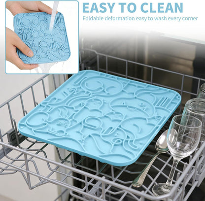 VI-FA Lick Mat for Dogs & Cats, Slow Feeder Licking Pad with Suction Cups for Anxiety Relief, Puppy & Kitten Mat for Bath Time, Grooming & Training (2 Pack, Yellow+Green)