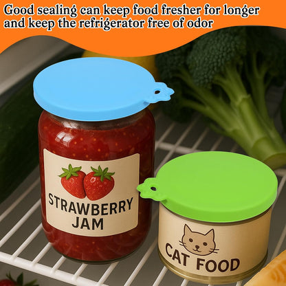 EupHHonycs 6 Pcs Cat Food Can Lids Silicone Small Pet Can Covers Dishwasher Safe for 3 oz Cat Wet Food Cans or Canned Good