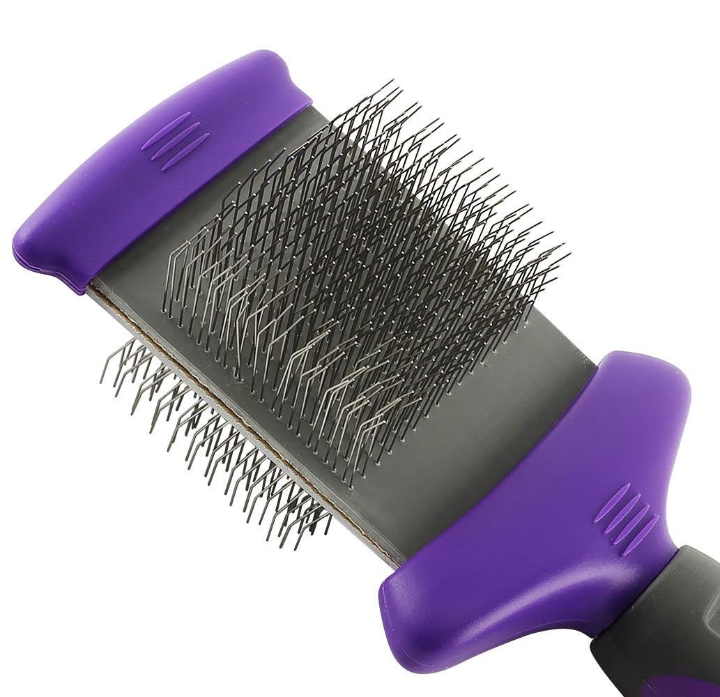 Hertzko Double Sided Flexible Slicker Brush Removes Loose Hair, Tangles, and Knots, Flexible Head Contours on Your Pet’s Skin - Suitable for Dogs and Cats (Double Sided Brush)