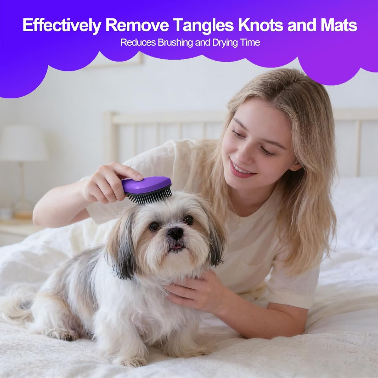 Small Dog Brush- Grooming Tool for Teddy, Yorkies, Maltese, Shih Tzu, Chihuahua - Puppy Hair Brush (Blue)