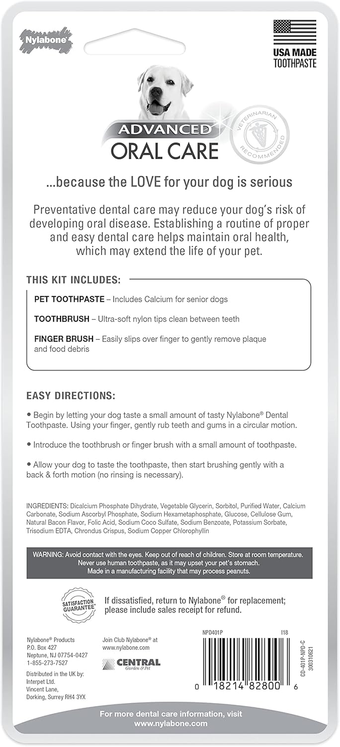 Nylabone Advanced Oral Care Dog Dental Kit Original Flavor 2.5 oz.