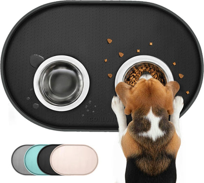 Conlun Dog Food Mat,1/2 Inch Raised Edges Cat Feeding Mat,BPA-Free Silicone Pet Mats for Floor Waterproof,Rubber Placemats for Food and Water Bowls(Natural Tan,18.9"x11.8")