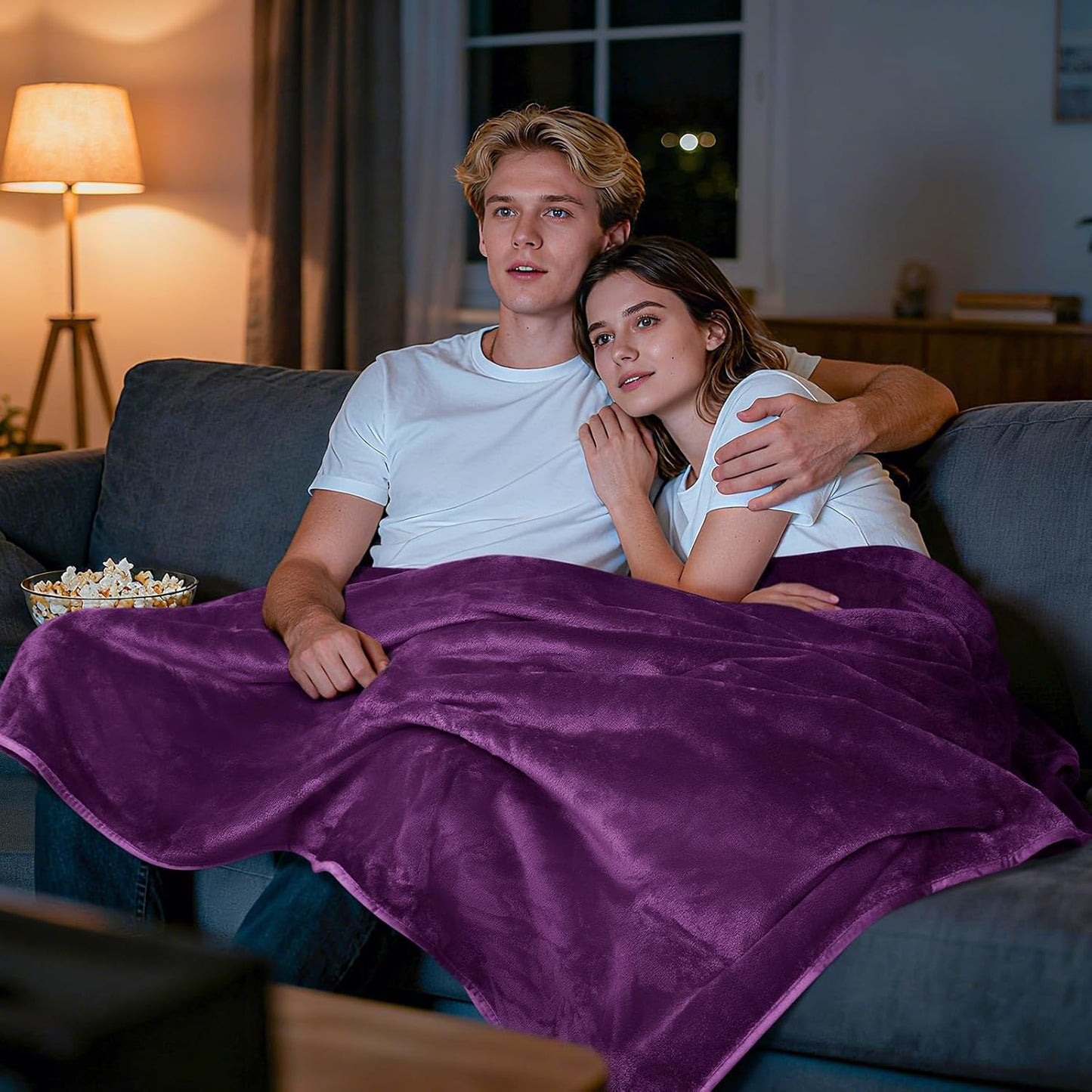 LOOBANI Waterproof Blanket for Bed: Reversible Soft Flannel Twin Bed Blanket 60" x 80", Leakproof Throw Spill-Proof Dog Pet Blanket for Couch Cover, Movie Time, Camping, Travel, Grey