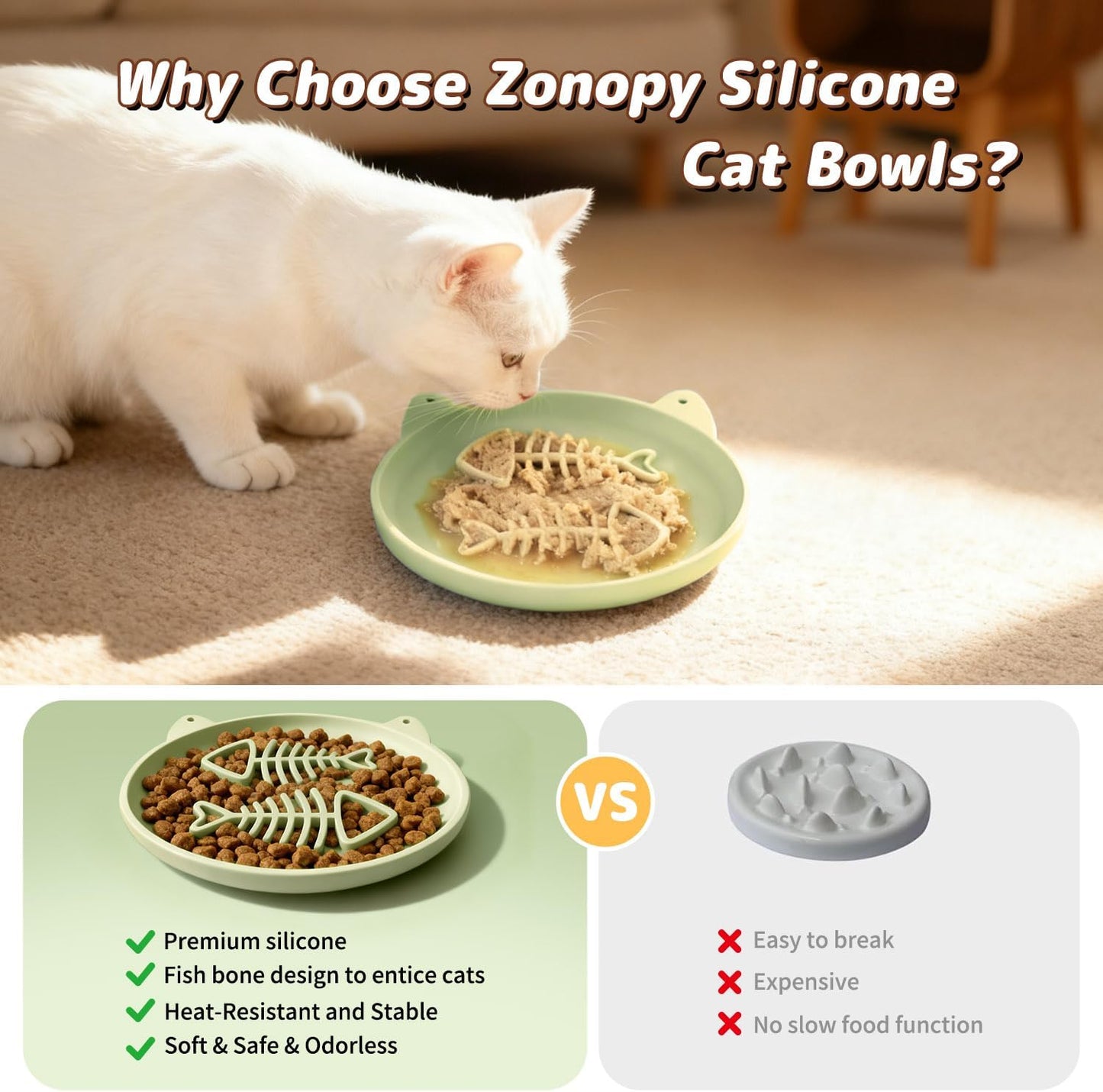 Slow Feeder Dog Bowl for Small Medium Dogs & Cats, 7.5 Inch Non Slip Slow Bowl with 37 Suction Cups, Anti-Choking Food Grade Silicone Slow Eating Bowl