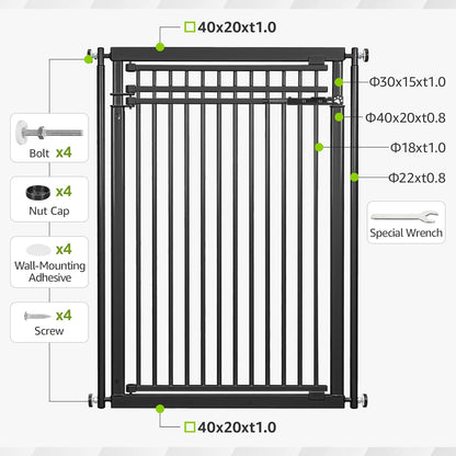 78.8" Extra Tall Cat Gate, 32.8-37.4" Wide Tall Dog Gate for Doorways/Hallways, NO Drilling Pressure Mounted Pet Gate for Stairs, Studio, Kitchen (White)