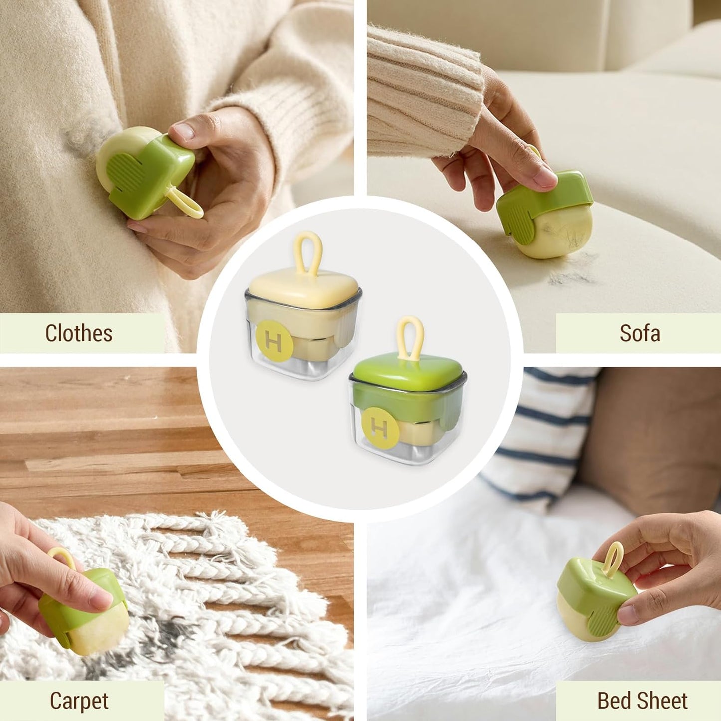 Mini Lint Roller for Pet Hair - Reusable Washable Sticky Roller for Clothes, Furniture & Car Seats - Portable Travel Size, Easy Clean for Household (Green)