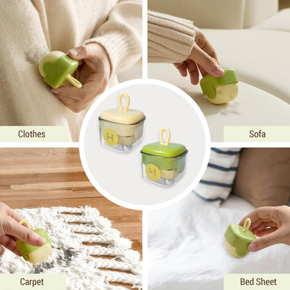 Mini Lint Roller for Pet Hair - Reusable Washable Sticky Roller for Clothes, Furniture & Car Seats - Portable Travel Size, Easy Clean for Household (Green)