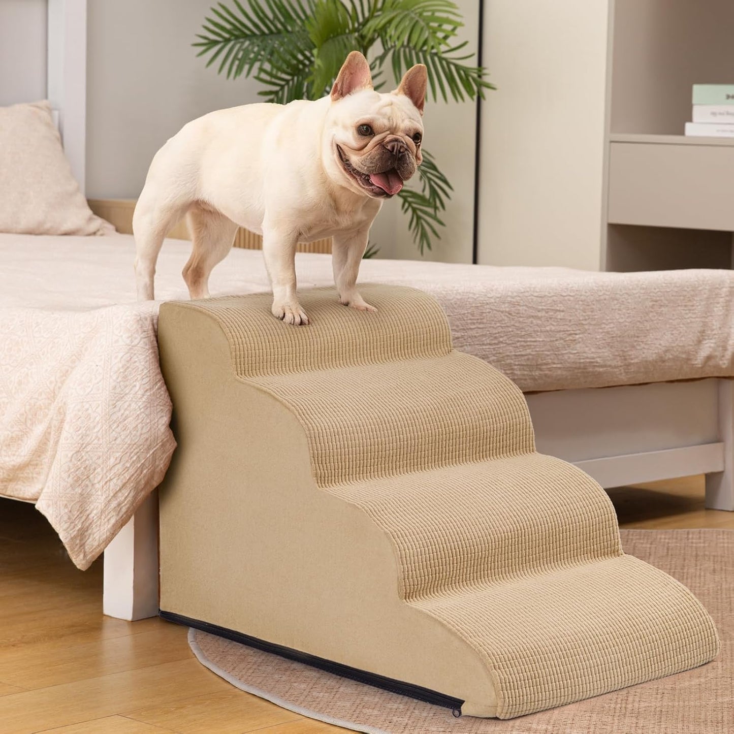 Aodisman 3-Step Dog Ramp and Stairs for Sofa and Chair - Non-Slip Sturdy Pet Steps for Small Dogs and Cats,15.7" H,Grey