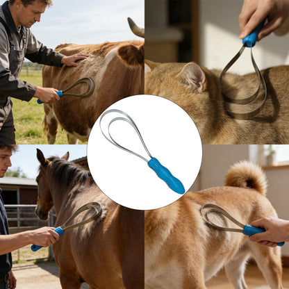 Horse Shedding Tool, Stainless Steel Shedding Blade for Horses & Dogs, Dog Shedding Brush for Double Coat Dogs, Deshedding Tool Grooming Brush for Horse Dog Cat(Single Loop)