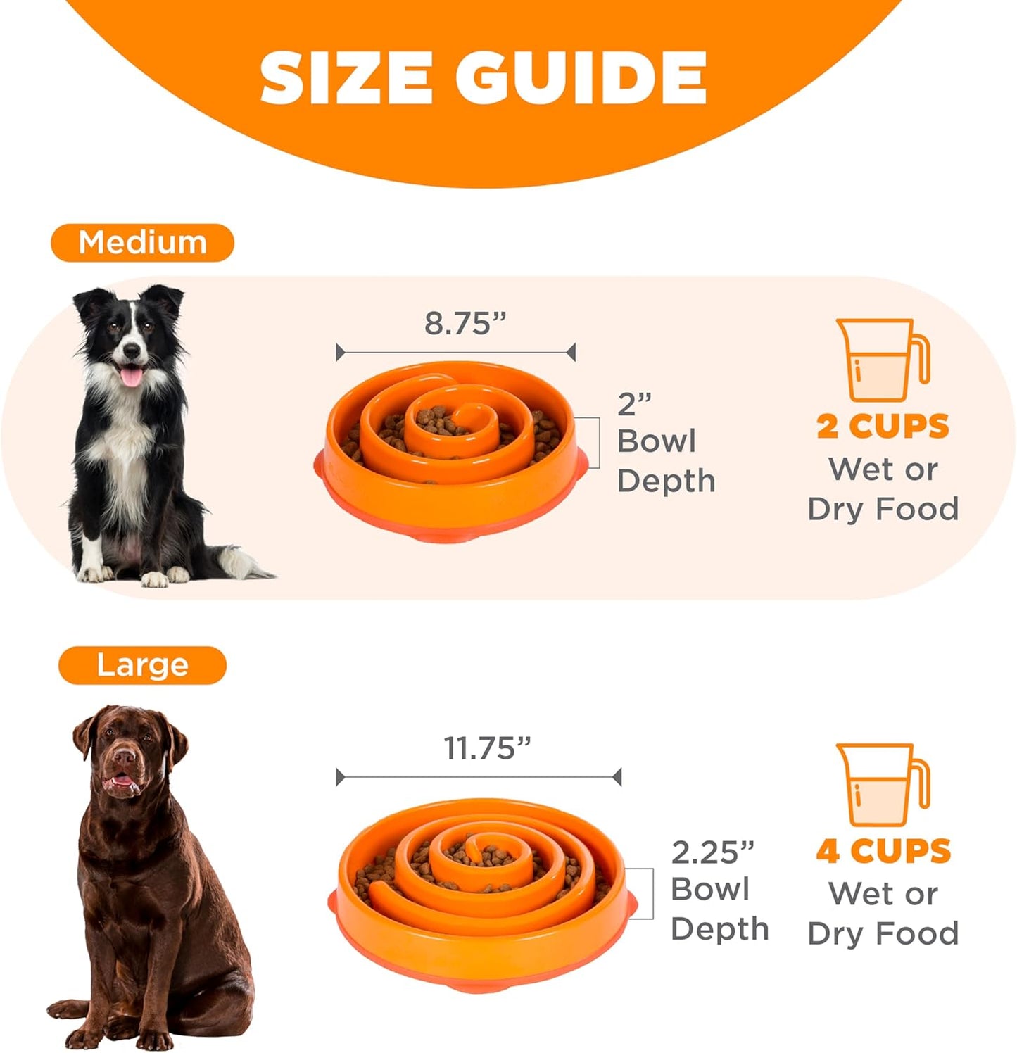 Outward Hound Fun Feeder Slo Bowl – Large 4‑Cup Capacity, Slow Feeding, Medium to Large Dogs, Non‑Slip, Blue, Notch Pattern
