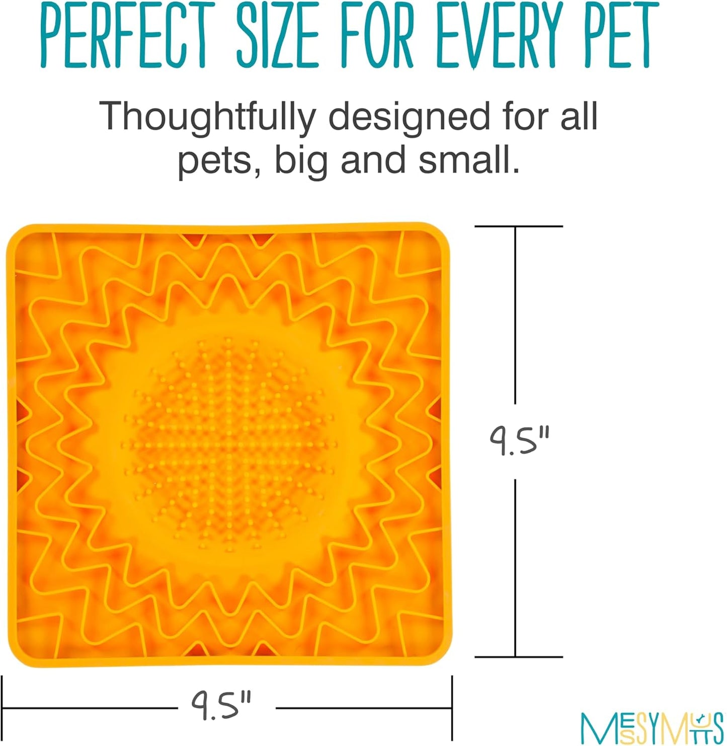 Messy Mutts Silicone Therapeutic Licking Bowl Mat | 10" x 10" | Slow Feeder Mat for Boredom & Anxiety | Lick Pad for Dogs & Cats (Blue)
