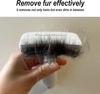 Pet Deshedding Tool with Curve Blade, Cat Grooming Brush, Tight V-shaped Teeth Shedding Comb for Cat and Dog (Pink, Large)