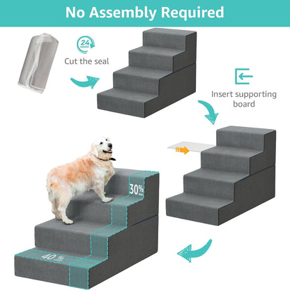 YENING Large Dog Stairs for High Beds - Extra Wide Pet Steps for Large Dogs to Get on Tall Bed 3 Deep Step Cat Ramp for Couch