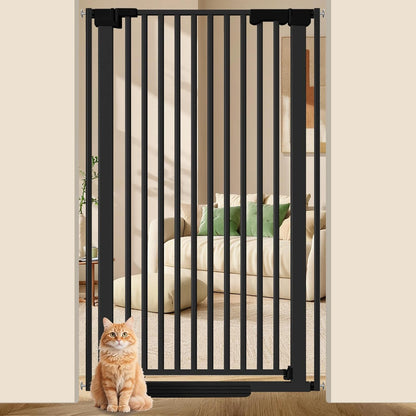 51'' Extra Tall Cat Gate for Doorways 30-40.9'' Wide, Climb Proof Pet Dog Gates for Kitten Dogs, Pressure Mounted No Drilling Cats Fence Barrier White