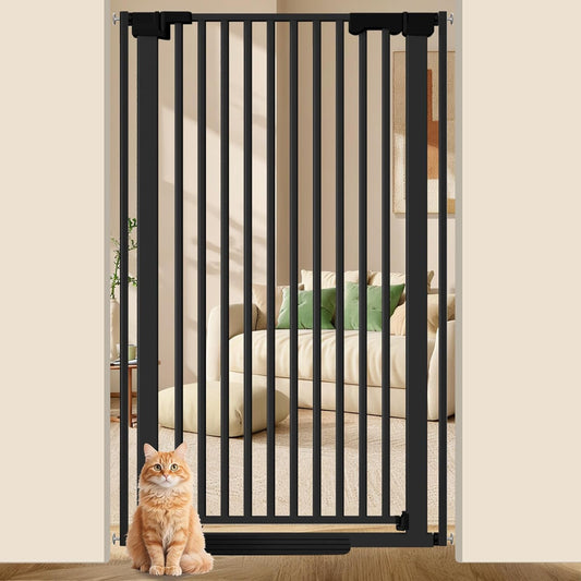 51'' Extra Tall Cat Gate for Doorways 30-40.9'' Wide, Climb Proof Pet Dog Gates for Kitten Dogs, Pressure Mounted No Drilling Cats Fence Barrier White