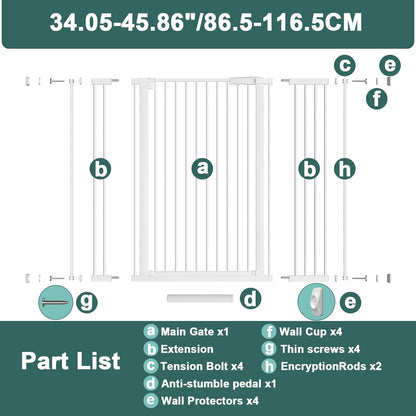 AiWMGL 40.55" Tall, 53.74-61.61 Inch Wide, 1.37" Ultra Narrow Spacing Dog Pet Baby Gate Indoor for Doorway Hallway, Pressure Mounted 54 55 56 57 58 59 60 61 Inches Wide