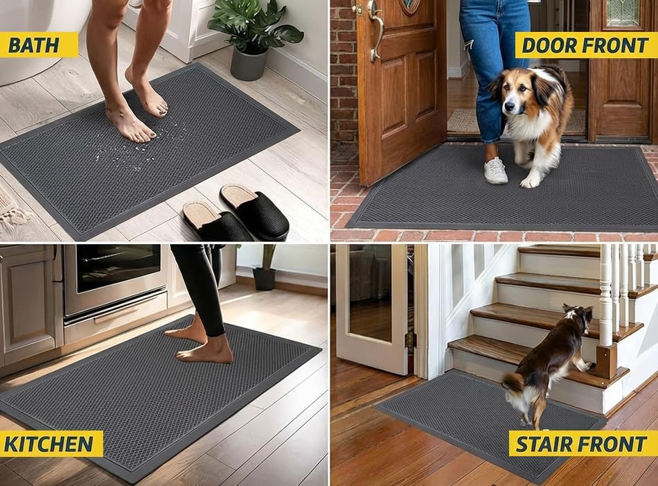 Muddy Mat® Meshy Mat™ Door Mat Heavy-Duty Quick-Dry Floor Mat, Sand & Dirt Trapper for Indoor & Outdoor, Ideal for Entrance, Mudrooms,Patios & Garages,Low-Profile,Non-Slip,Washable– Black 17"x30"x0.4"