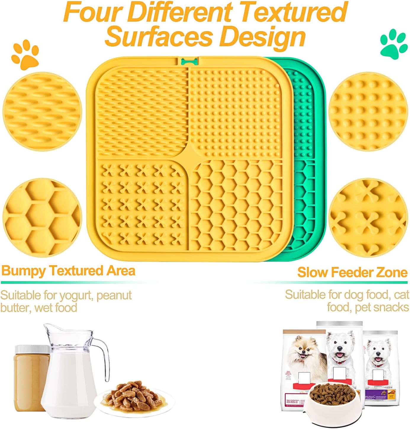 LUKITO Lick Mat for Dogs & Cats 2 Pack with Suction Cups, Dog Lick Mat for Anxiety Relief, Dog Toys to Keep Them Busy, Peanut Butter Licking Pad for Boredom Reducer, Perfect for Bathing Grooming