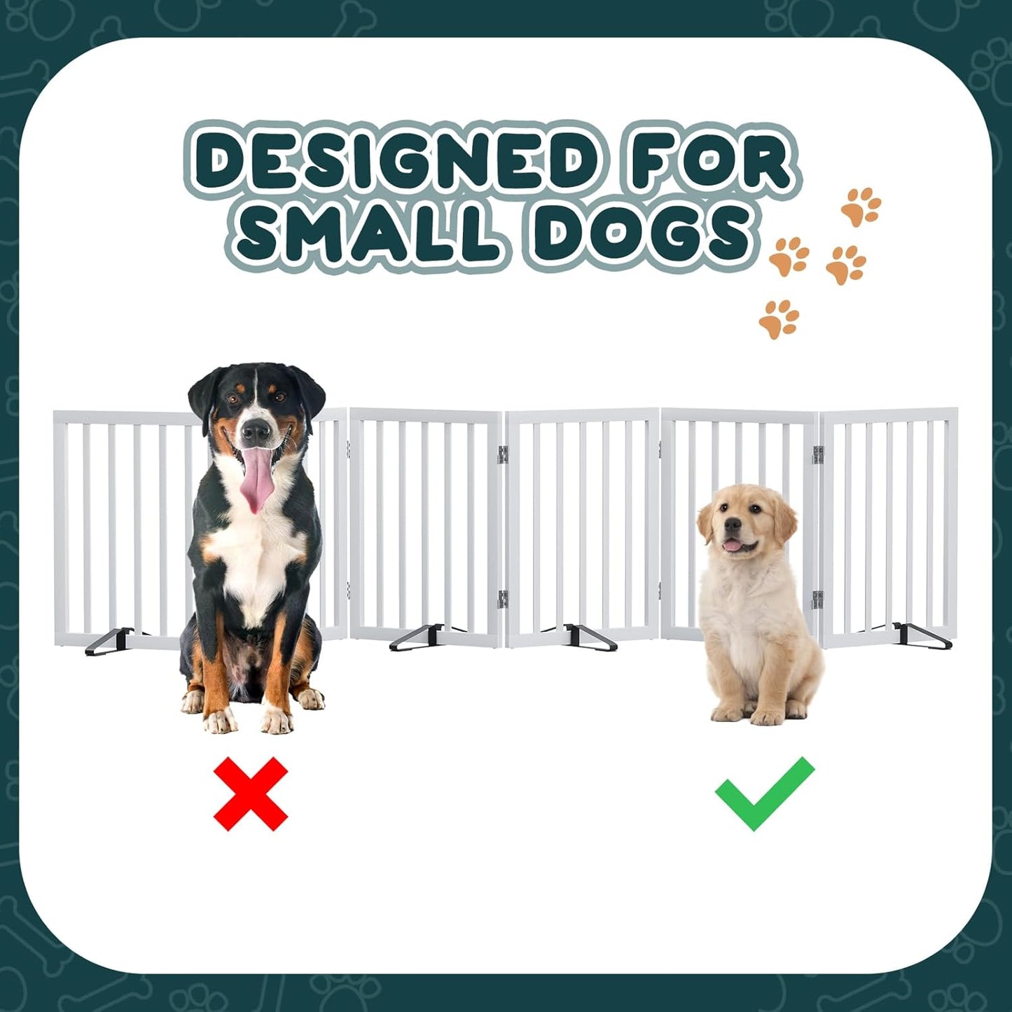 Freestanding Dog Gates Indoor, 3-Panel Pet Gates with 2 Metal Stands and 360° Hinge, 24" H Foldable Dog Gate for Stairs, Doorway, Kitchen, Expands Up to 55" Fully Assembled - Black Walnut