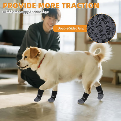 KOOLTAIL Dog Socks Shoes for Hot Pavement to Prevent Licking Paws, Winter Dog Boots&Paw Protector for Hardwood Floors Anti Slip,Traction Control Grip Booties for Small Medium Large Senior Dogs,Black M