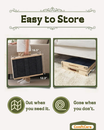 Adjustable Dog Ramp for Small Dogs, Foldable Pet Ramp for Bed & Couch, Non-Slip Indoor Ramp, Portable, Joint-Friendly Design, Supports up to 35 lbs