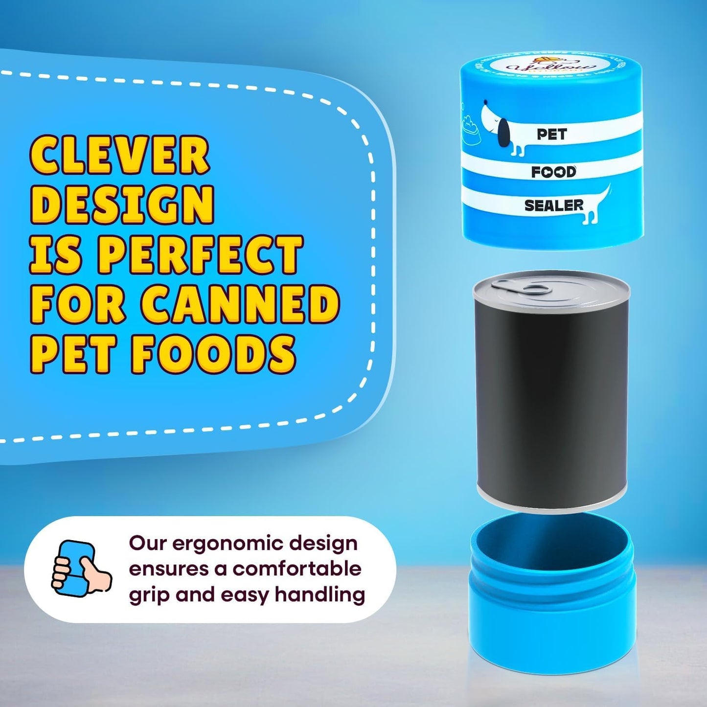 The Original Canned Dog Food Storage Container Patent Pending Reusable Airtight Can Cover Pet Food Sealer - Keeps Dog Food Can Fresh in the Fridge, Eliminates Odor, Easy to Use