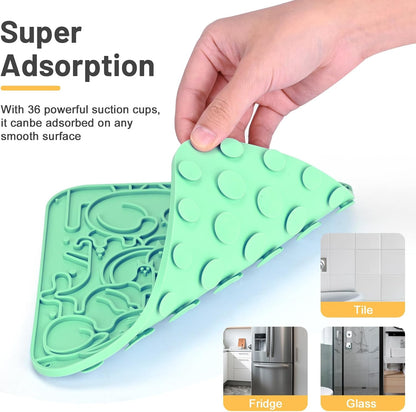 Lick Mat for Dogs,Lick Pads for Cats with Suction Cups- Large&Small Pet Anxiety Relief, Slow Feeder Dog Bowls, Bathing, Grooming and Training -2PCS Packing (Blue+Green, Large)