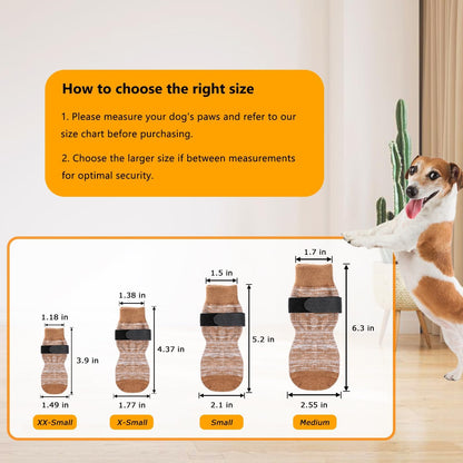 Dog Socks 12 Pack to Prevent Licking Paws, Anti Slip Dog Booties and Paw Protectors for Hardwood Floors Hot Pavement, Suitable for Small Medium Large Senior Dogs - Size Medium