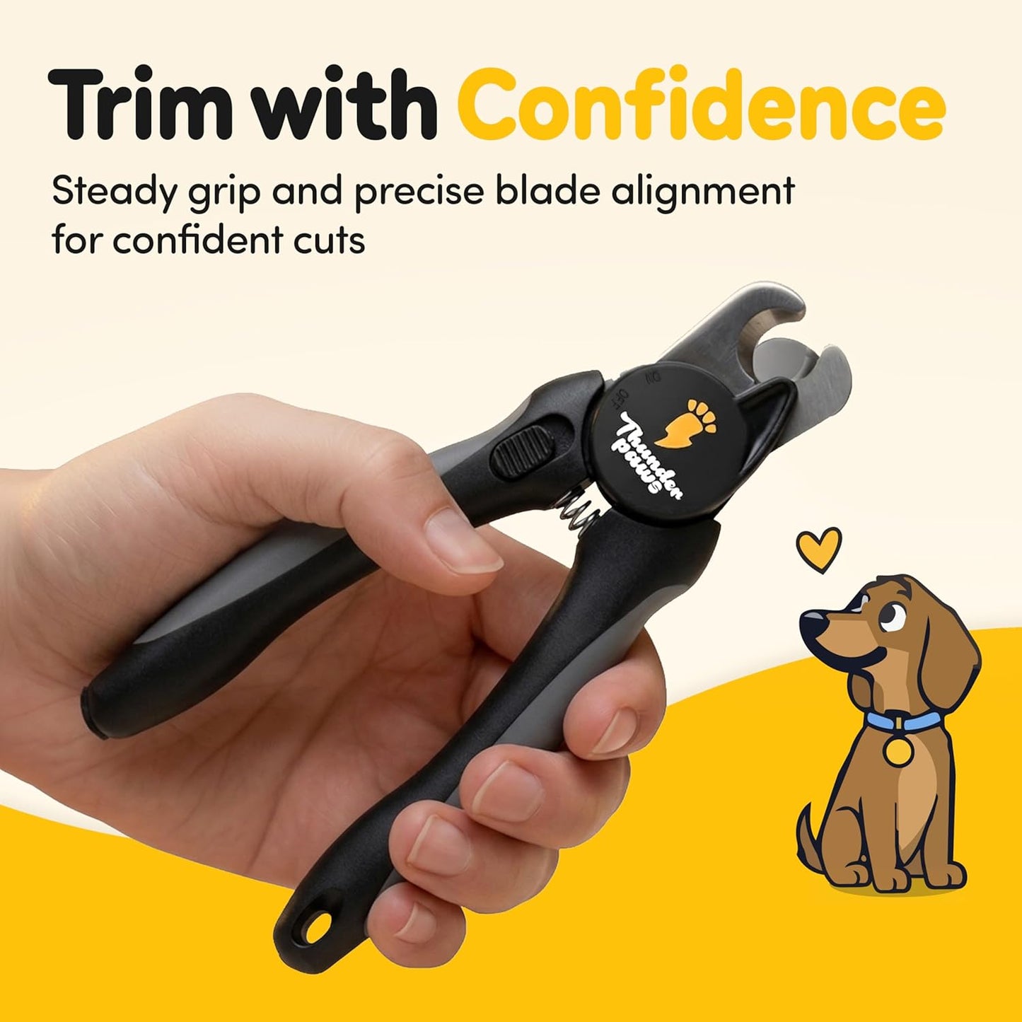 LED Dog Nail Clippers with Light, Trimmers with Protective Guard, Quick Sensor, Safety Lock and Nail File - Suitable for Large and Small Dogs & Cats (Yellow, LED)