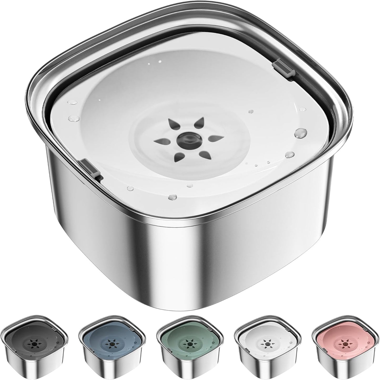 UPSKY 3L Dog Water Bowl 101oz Stainless Steel No Spill Large Capacity Dog Food Water Bowl Slow Water Feeder, Spill Proof Pet Water Dispenser Vehicle Carried Travel Water Bowl