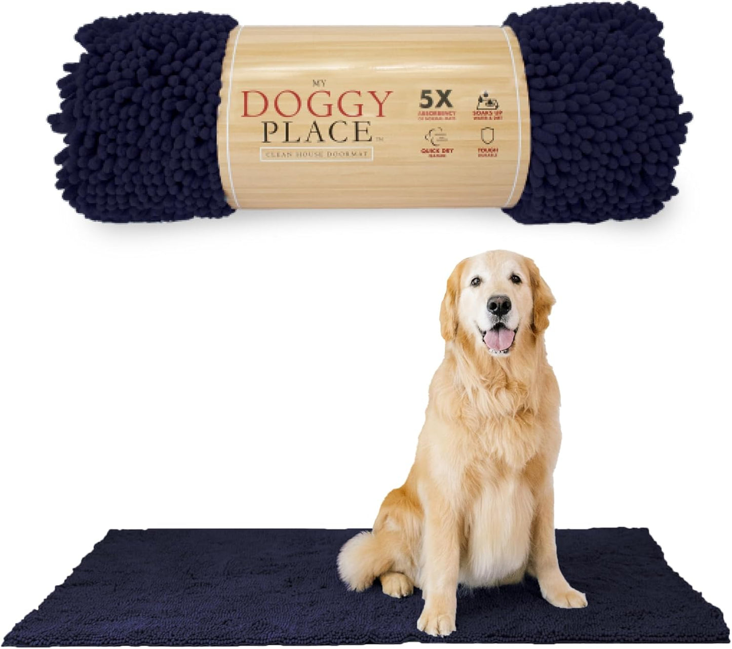 My Doggy Place Dog Mud Mat, 36"x26" Ash – Thick Microfiber Entry Rug for Snow, Mud & Salt – Absorbent, Quick-Dry, Washer-Safe & Non-Slip, Large