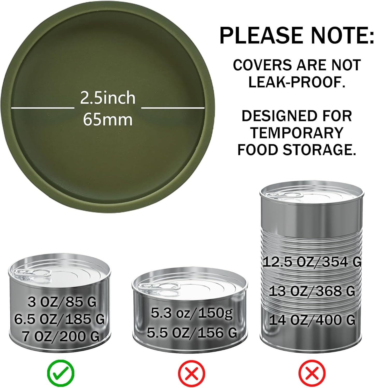OHMO 2 Pack Cat Food Can Lids, Small Size (3 oz) Silicone Pet Food Can Lids Covers for 3 oz Cat Food Cans, Light Green