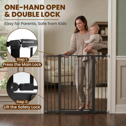 Mumeasy 36" High Extra Tall Dog Gate, 29.6"-40.5" Wide Pressure Mounted Tall Baby Gate for Dog, Auto Close Pet Gate with Door for Stairs,Doorways,House,Black