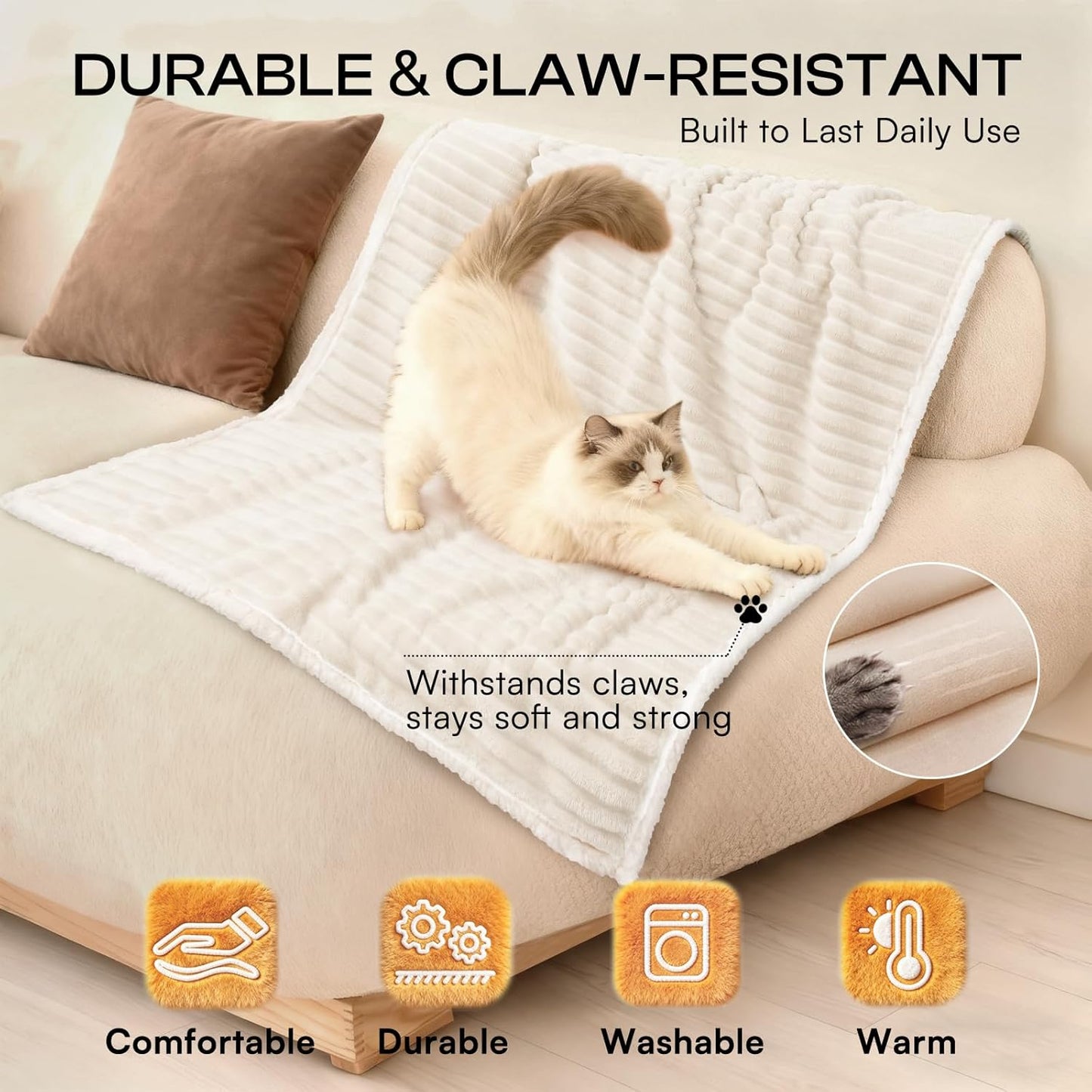 Luciphia Waterproof Dog Blanket for Large Dogs Ultra-Soft Calming Cut Pile Flannel Throw Durable & Warm Furniture Protection for Couch Bed Pet Blanket Machine Washable Stone Gray,L(65''x57'')