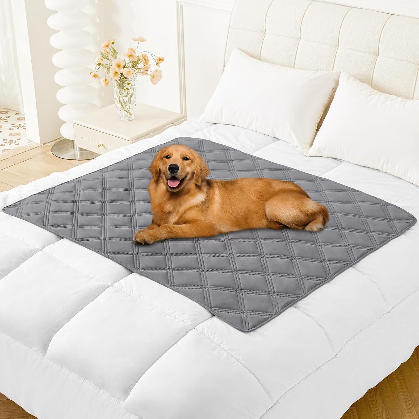 Smiry Waterproof Dog Bed Cover Blanket 30x70, Soft Reversible Pet Blanket, Washable Leakproof Cats Dogs Couch Cover for Sofa, Couch, Furniture, Grey/Dark Grey