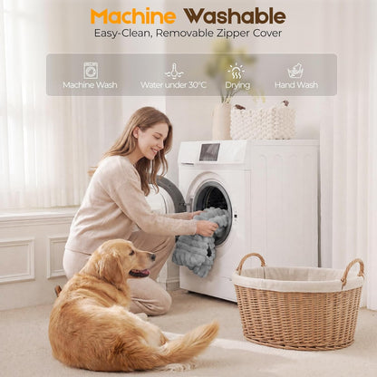 Orthopedic Dog Bed for Large Dog, Waterproof Pet Bed,Non-Slip Bottom and Egg-Crate Foam with Removable Washable Cover Crate Bed,Cream,36"x27"x3"